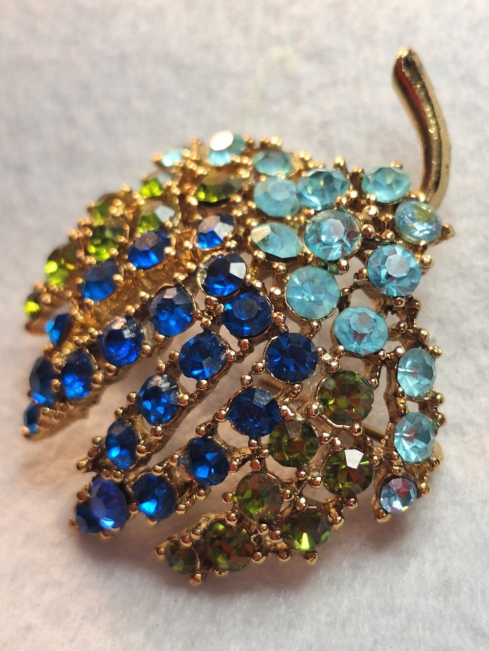 Blue & Green Crystal Statement Brooch - Elegant Women's Jewelry